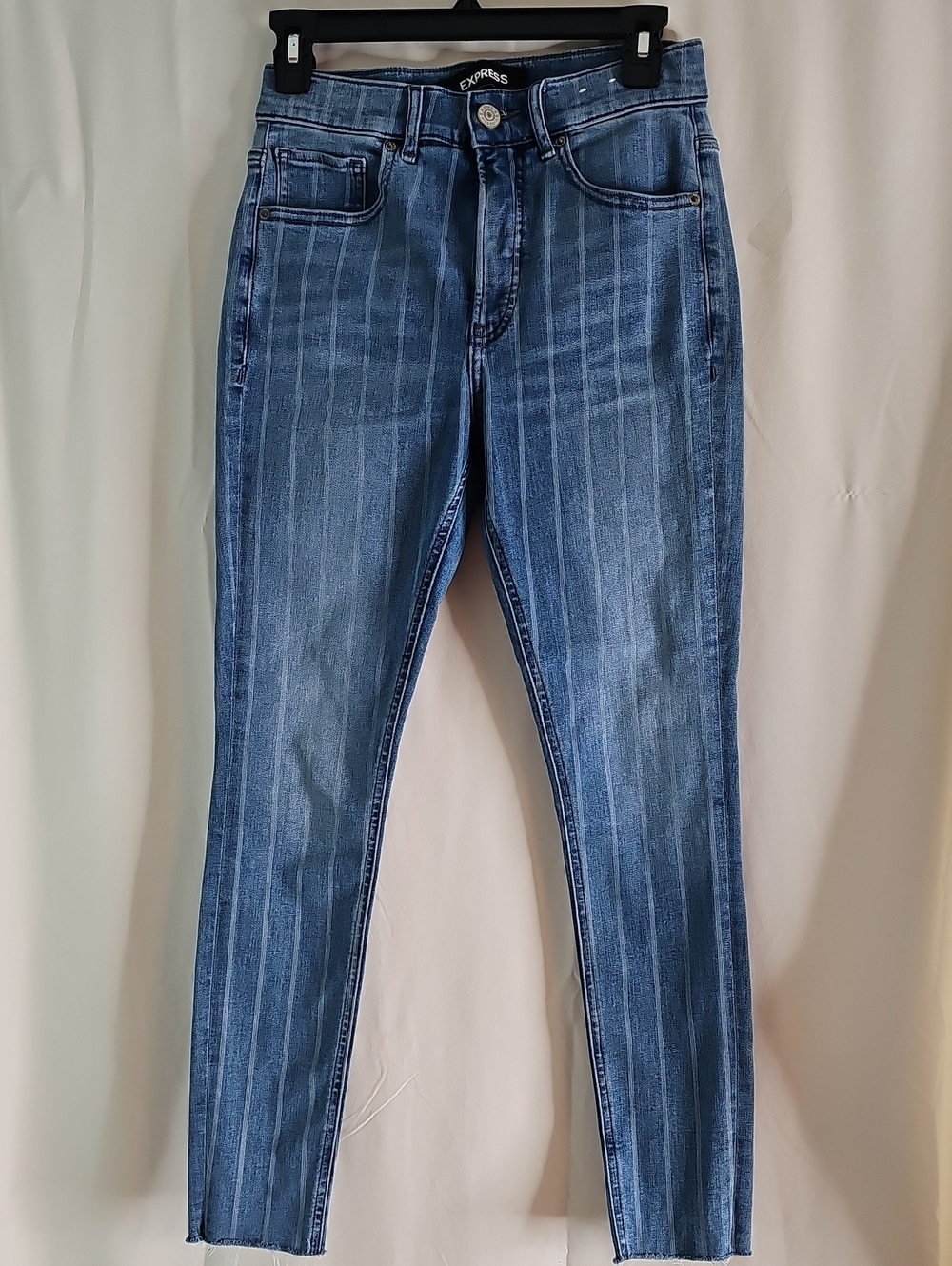 Express Blue Pinstripe High-Rise Skinny Jeans